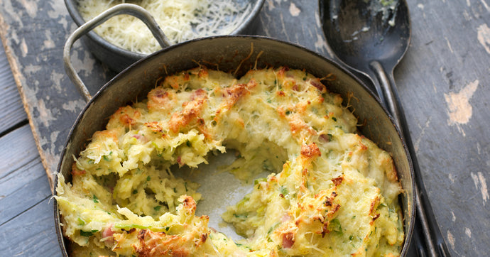 Mashed Potato Pie with Bacon, Leeks and Cheese