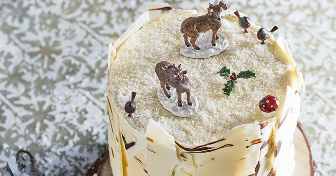 Double Chocolate Christmas Cake with 'Wild Birch' Decoration