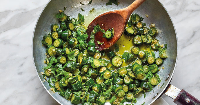 Slow-Cooked Courgettes with Mint