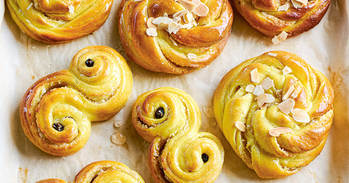 Saffron Buns with Marzipan