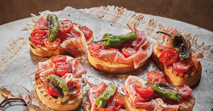 Tomatoes, Padrón Peppers & Ibérico Ham on Toast